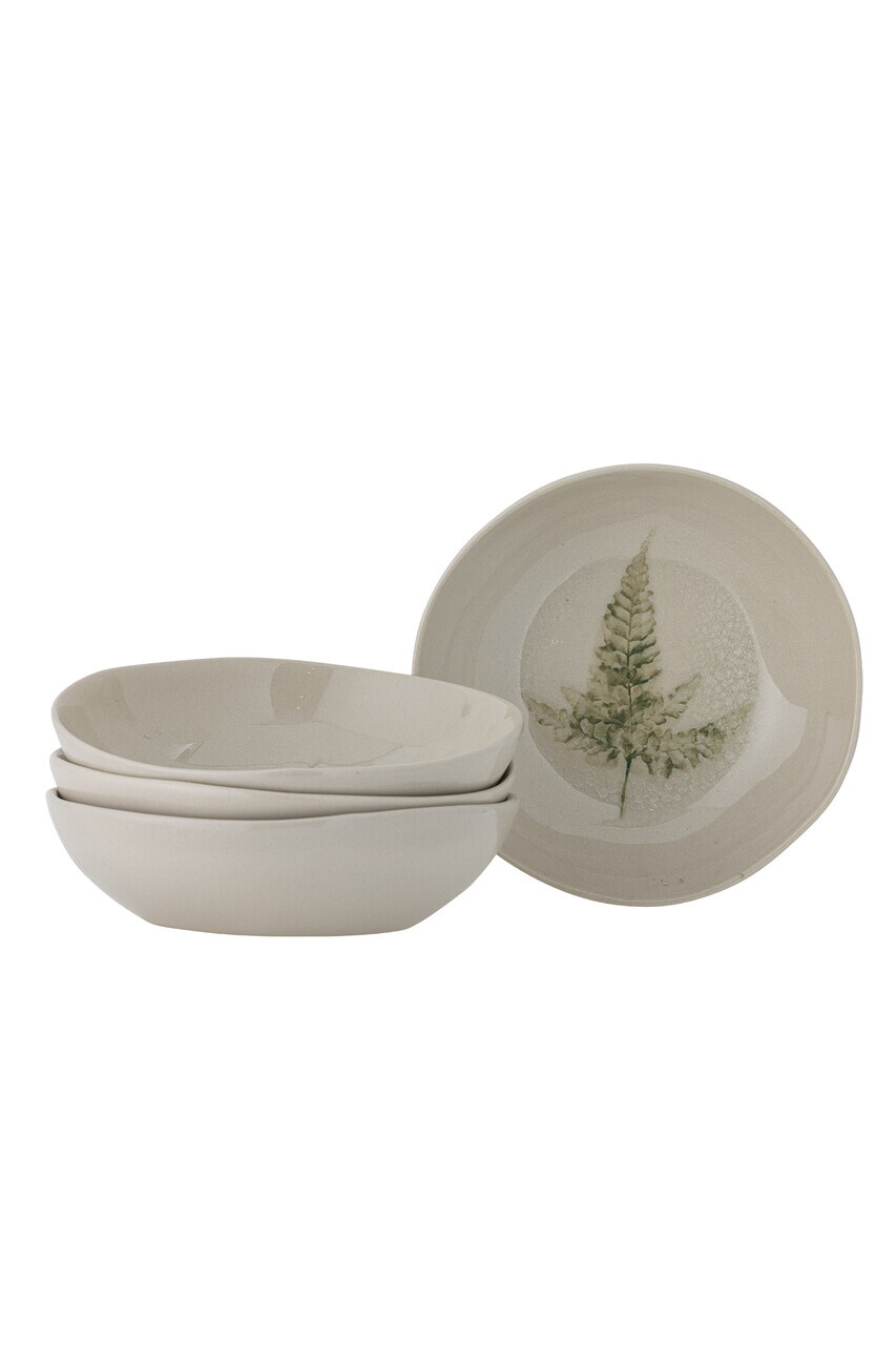 Set 4 farfurii adanci, Bloomingville, Bea, 21x6 cm, ceramica, natural - imagine 4